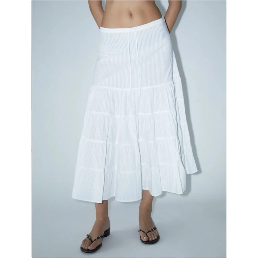 NWT Paloma Wool Long Etoile - White Cotton Blend Gathered Midi Maxi Skirt sz 38 - Picture 2 of 16